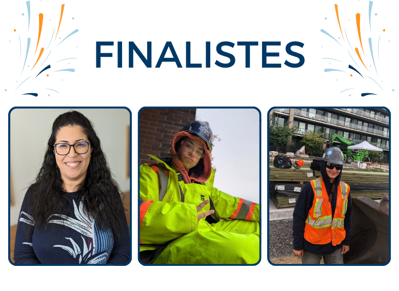 Finalistes Gala Elles Reconnaissent 2025 Mathilde, cimentière-applicatrice, et Érika, briqueteuse-maçonne.